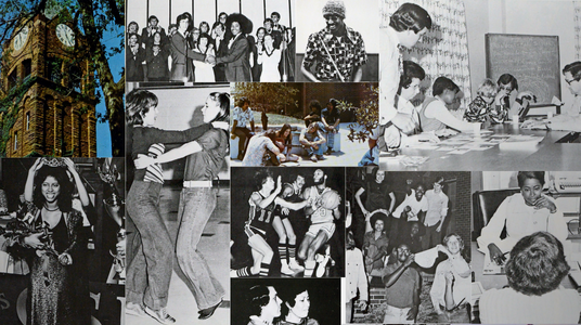Collage of photos from the 1975 Bronze Book