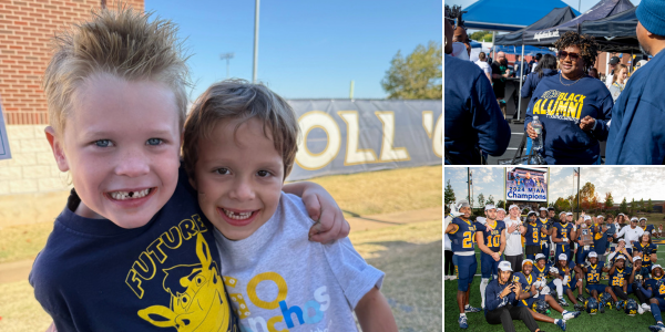 Collage of UCO's 2024 Homecoming season, tailgates and winning football team