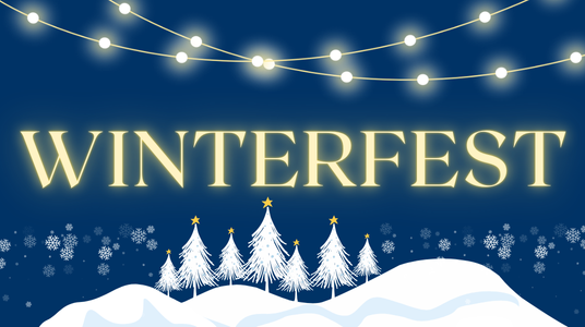 Winterfest event graphic with navy background and twinkling holiday lights