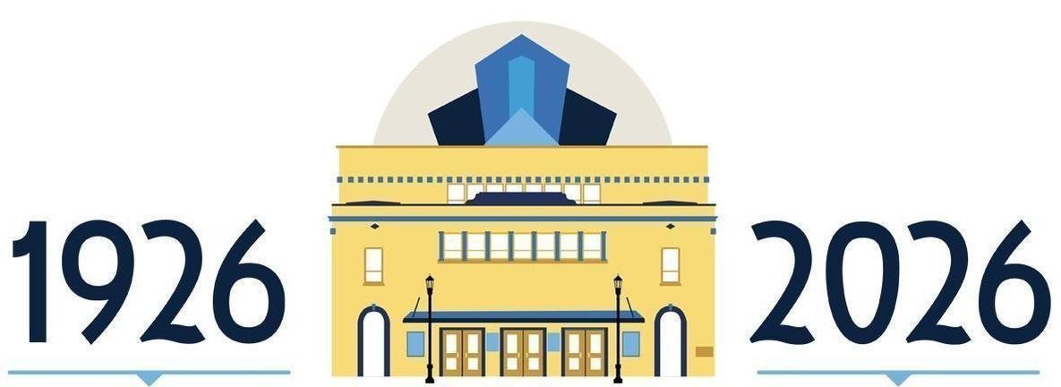 Graphic celebrating 100 years of Mitchell Hall Theatre