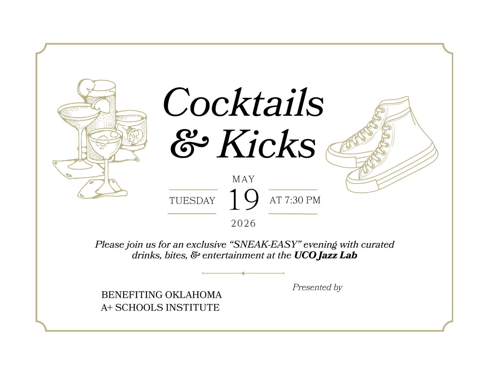 Cocktails & Kicks invite