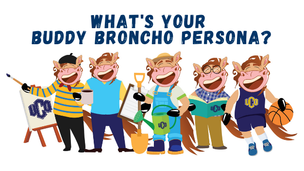Image of cartoon Buddy Bronchos as different personas